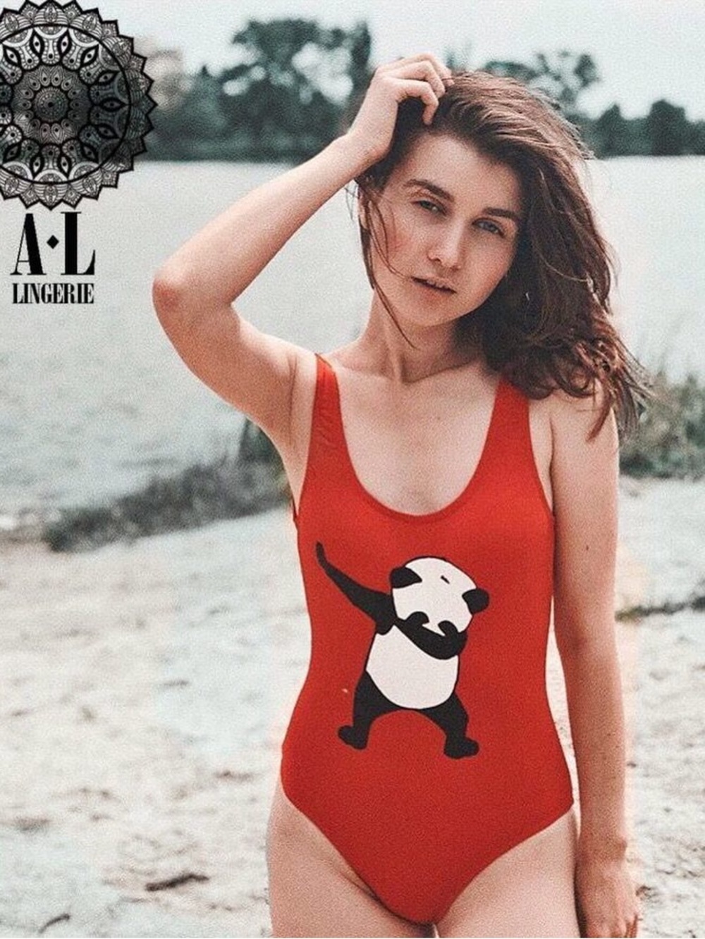 A·L Lingerie Women's Red Panda Graphic One-Piece Swimsuit